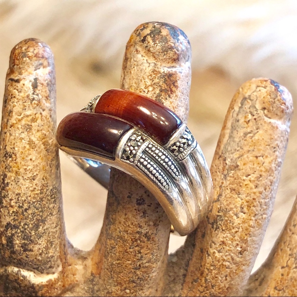 Sterling silver and tiger eye ring Sz 8